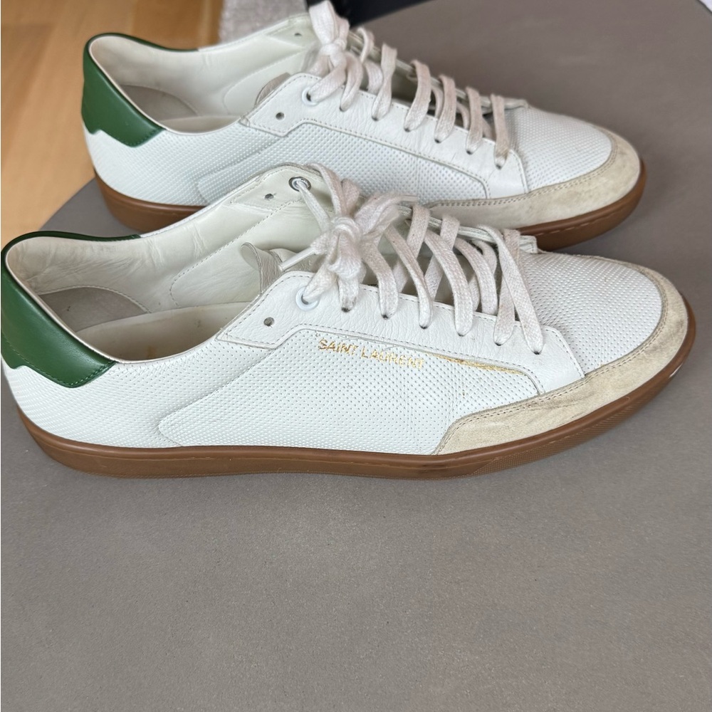 Saint Laurent White and Green Casual Sneakers